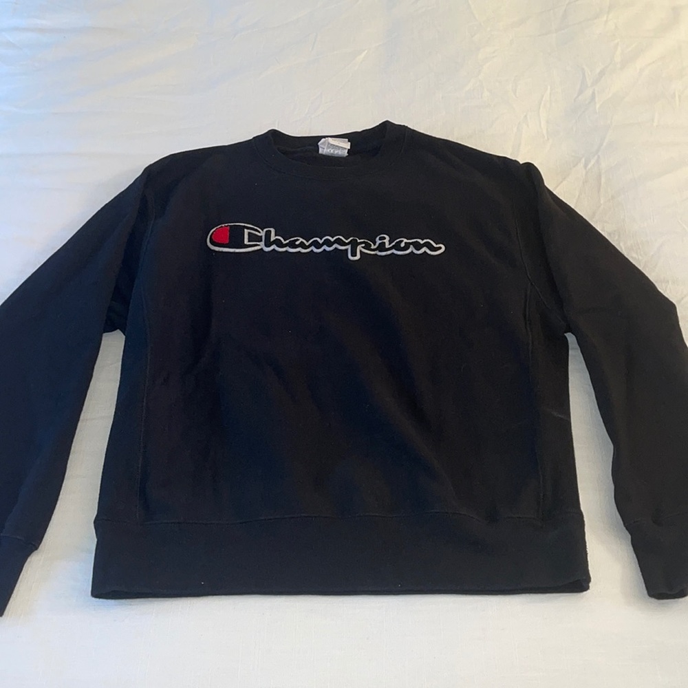 Black champion reverse weave crew neck